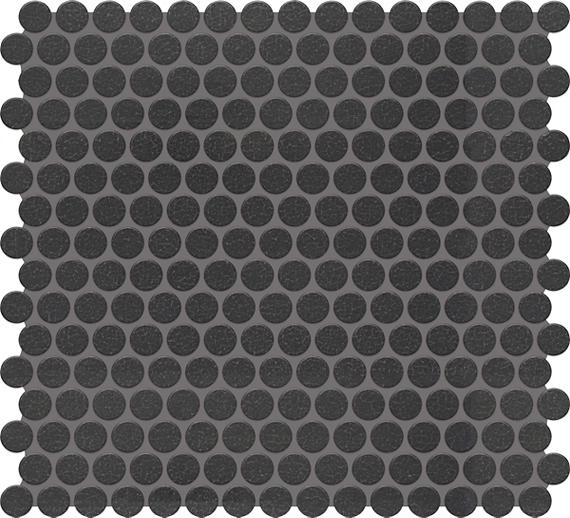 13x11 Inyo Penny Round  Mosaic Fabric-Look Satin Textured Porcelain Tile Charcoal Black