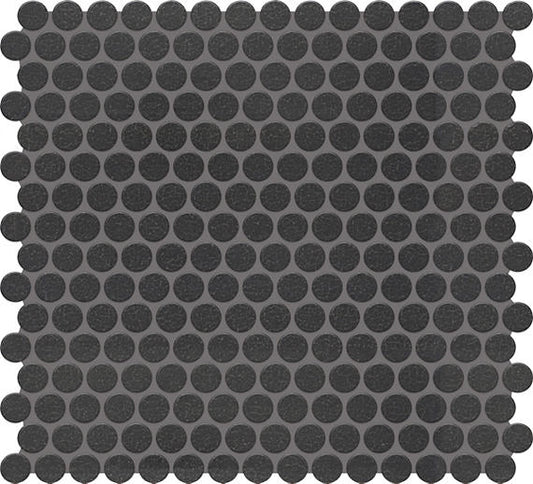 13x11 Inyo Penny Round  Mosaic Fabric-Look Satin Textured Porcelain Tile Charcoal Black