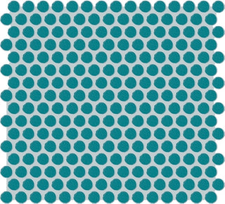 12x14 Color Story Mosaics Circle Penny Round Mosaic Solid-Color Glossy Smooth Ceramic Tile