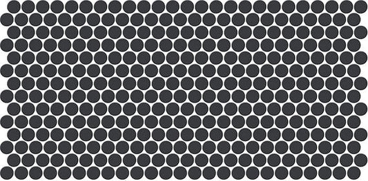10x22 Keystones Circle Penny Round  Mosaic Solid-Color Matte Smooth Porcelain Tile Jet Black