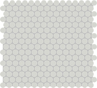 Light Gray - 12x14 Color Story Mosaics Circle Penny Round Mosaic Solid-Color Glossy Smooth Ceramic Tile