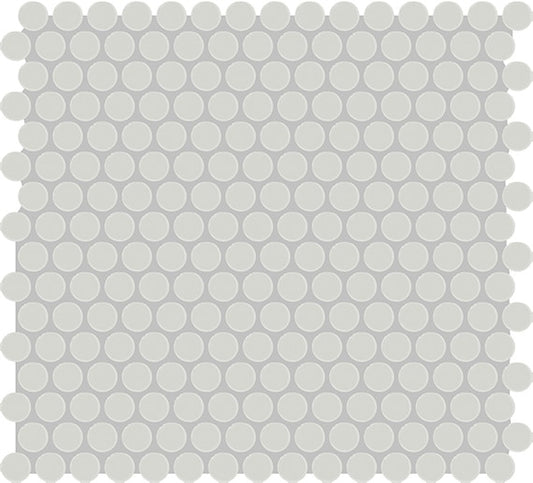 12x14 Color Story Mosaics Circle Penny Round  Mosaic Solid-Color Glossy Smooth Ceramic Tile Soft Gray