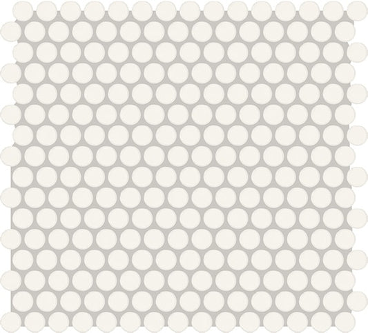 12x14 Color Story Mosaics Circle Penny Round  Mosaic Solid-Color Glossy Smooth Ceramic Tile Matte White