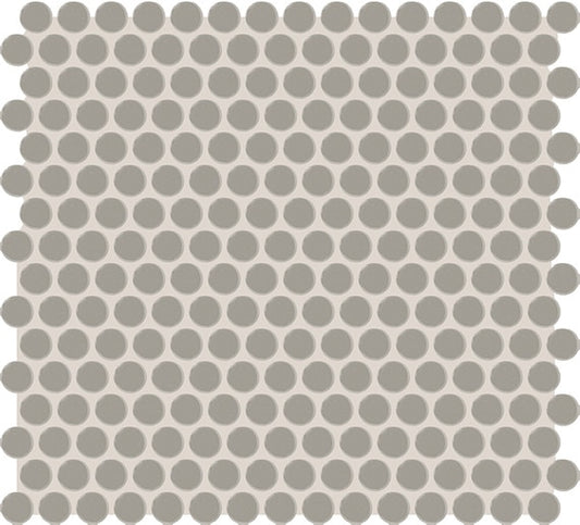 12x14 Color Story Mosaics Circle Penny Round  Mosaic Solid-Color Glossy Smooth Ceramic Tile Slate Gray