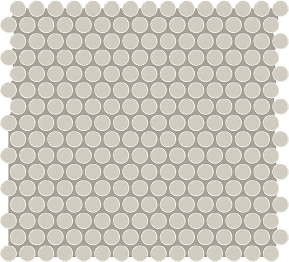 12x14 Color Story Mosaics Circle Penny Round  Mosaic Solid-Color Matte Smooth Ceramic Tile Stone Gray