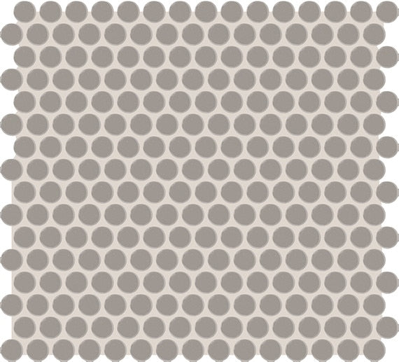 12x14 Color Story Mosaics Circle Penny Round  Mosaic Solid-Color Matte Smooth Ceramic Tile Dark Gray