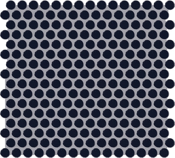 12x14 Color Story Mosaics Circle Penny Round  Mosaic Solid-Color Glossy Smooth Ceramic Tile Navy Blue