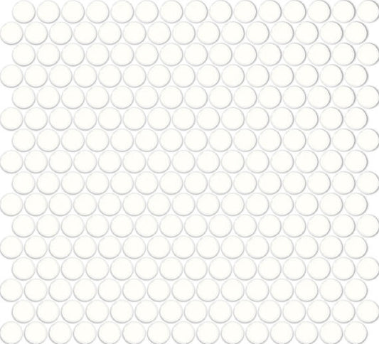 13x11 Color Wheel Mosaic Circle Penny Round  Mosaic Solid-Color Glossy Smooth Ceramic Tile White