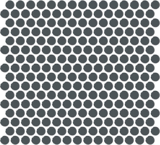 13x11 Color Wheel Mosaic Circle Penny Round  Mosaic Solid-Color Glossy Smooth Ceramic Tile Dark Gray