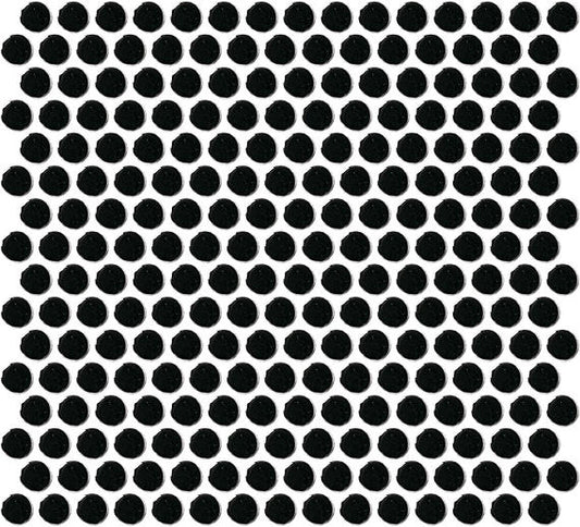 13x11 Color Wheel Mosaic Circle Penny Round  Mosaic Solid-Color Glossy Smooth Ceramic Tile Black