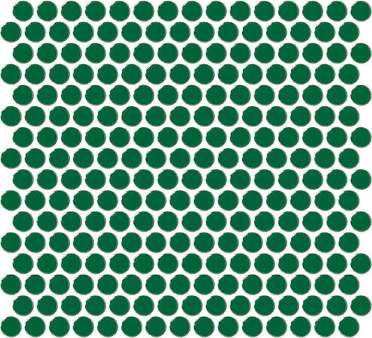 13x11 Color Wheel Mosaic Circle Penny Round  Mosaic Solid-Color Glossy Smooth Ceramic Tile Green