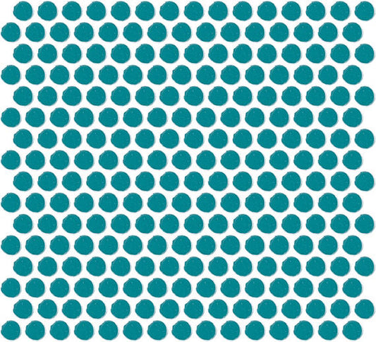 13x11 Color Wheel Mosaic Circle Penny Round  Mosaic Solid-Color Glossy Smooth Ceramic Tile Ocean Blue