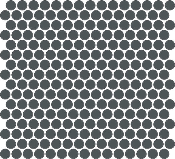 13x11 Color Wheel Mosaic Circle Penny Round  Mosaic Solid-Color Matte Smooth Ceramic Tile Dark Gray