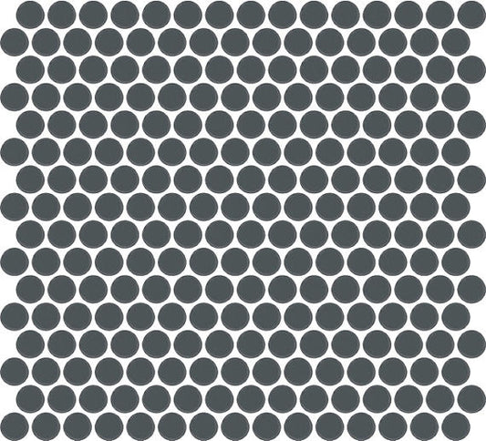 13x11 Color Wheel Mosaic Circle Penny Round  Mosaic Solid-Color Matte Smooth Ceramic Tile Dark Gray