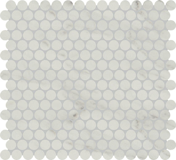 13x11 Clarasea Circle Penny Round  Mosaic Marble-Look Matte Smooth Porcelain Tile Soft Taupe