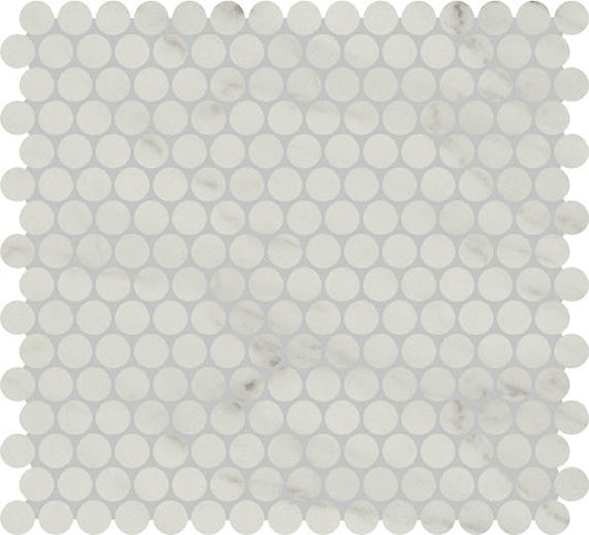 13x11 Clarasea Circle Penny Round Mosaic Marble-Look Matte Smooth Porcelain Tile