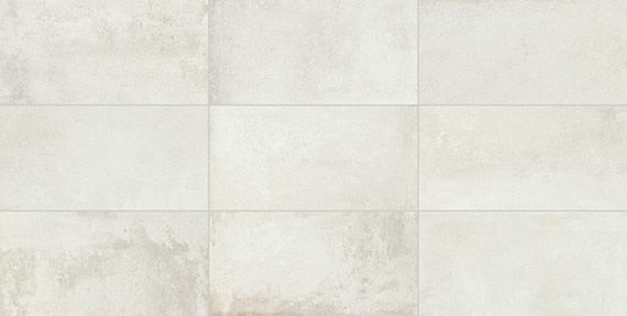 12x24 Rekindle  Stepwise Concrete-Look Matte Smooth Porcelain Tile Pure White