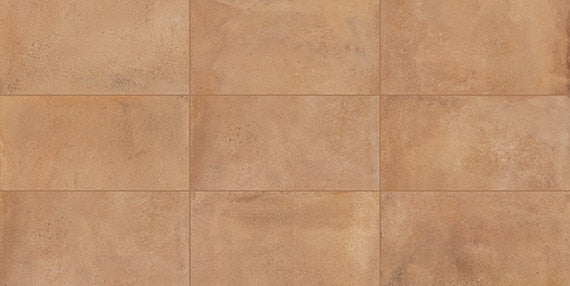 12x24 Rekindle  Stepwise Concrete-Look Matte Smooth Porcelain Tile Clay Orange