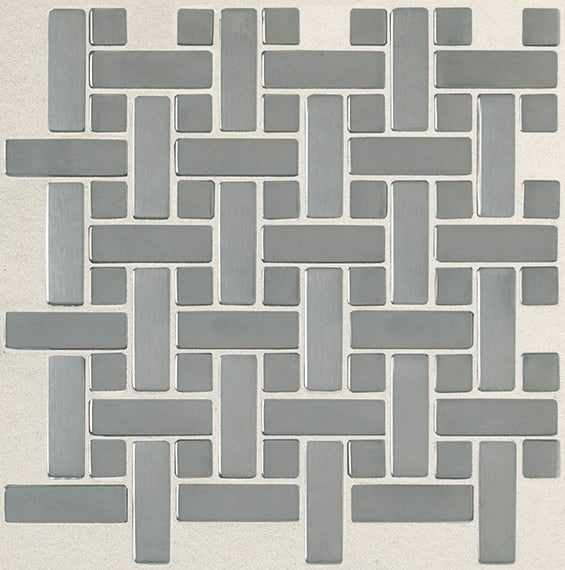 12x12 Metallica Random Pattern  Mosaic Metallic-Look Satin Smooth Metal Tile Silver Gray