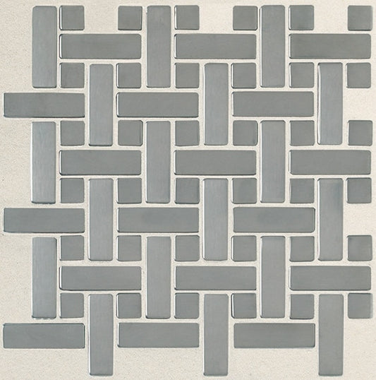 12x12 Metallica Random Pattern  Mosaic Metallic-Look Satin Smooth Metal Tile Silver Gray