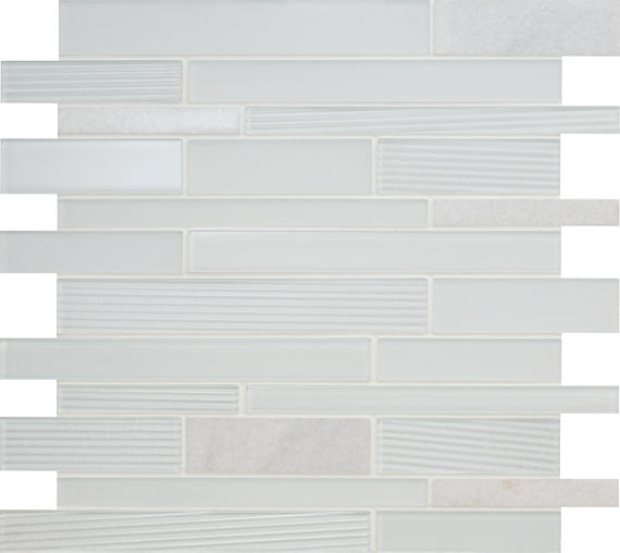 12x13 Serentina  Mosaic Mixed-Material Look Glossy Smooth Glass Tile White