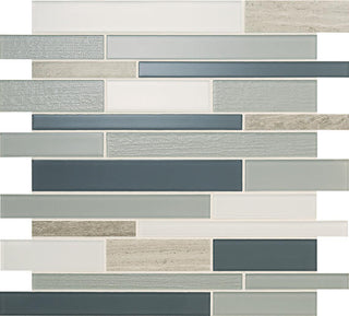12x13 Serentina Mosaic Mixed-Material Look Glossy Smooth Glass Tile