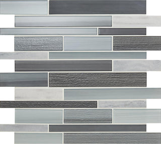 12x13 Serentina Mosaic Mixed-Material Look Glossy Smooth Glass Tile