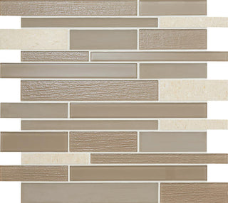 12x13 Serentina Mosaic Mixed-Material Look Glossy Smooth Glass Tile