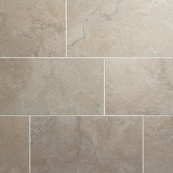 12x24 Haddonstone Light Veining  Stepwise Stone-Look Matte Smooth Porcelain Tile Atlas Taupe