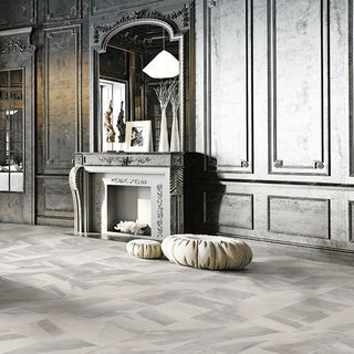 White Gray - 12x24 Historia Linear Natural Marble-Look Polished Smooth Porcelain Tile
