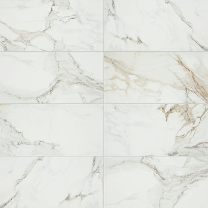12x24 Platinum Natural Marble-Look Matte Smooth Porcelain Tile
