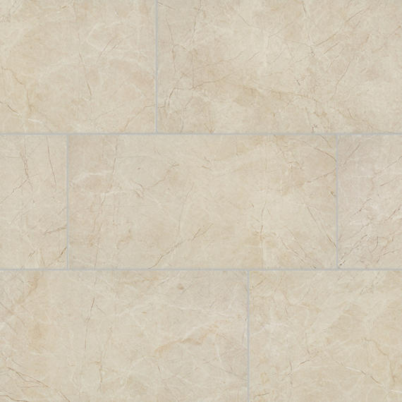 12x24 Platinum  Natural Marble-Look Matte Smooth Porcelain Tile Almond