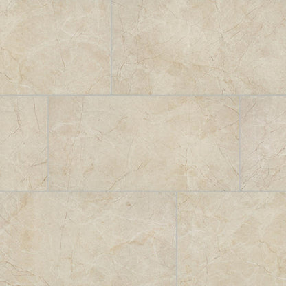 12x24 Platinum  Natural Marble-Look Matte Smooth Porcelain Tile Almond