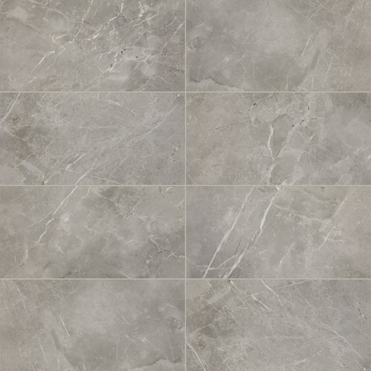 12x24 Platinum Natural Marble-Look Matte Smooth Porcelain Tile