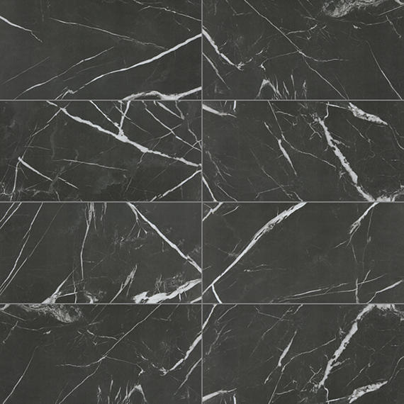 12x24 Platinum  Natural Marble-Look Matte Smooth Porcelain Tile Black White