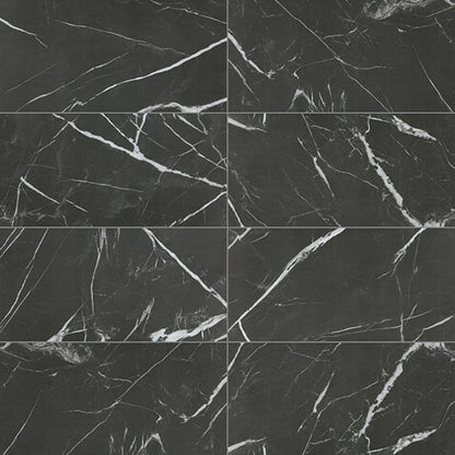 12x24 Platinum  Natural Marble-Look Matte Smooth Porcelain Tile Black White