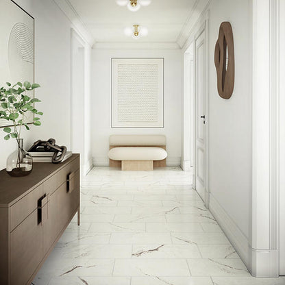 12x24 Foyer  Natural Marble-Look Matte Smooth Porcelain Tile Cream White