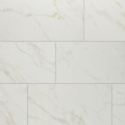 12x24 Panoramic Duet Subway Pattern Light Veining Natural Marble-Look Matte Smooth Porcelain Tile Golden Cream