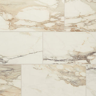 Cloud Beige - 12x24 Panoramic Duet Subway Pattern Light Veining Natural Marble-Look Matte Smooth Porcelain Tile