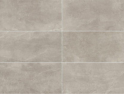 12x24 Primstone  Natural Stone-Look Matte Smooth Porcelain Tile Solid Gray