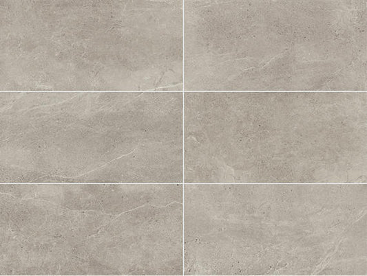 12x24 Primstone  Natural Stone-Look Matte Smooth Porcelain Tile Solid Gray