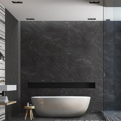 12x24 Vertuo Light Veining  Natural Stone-Look Matte Smooth Porcelain Tile Deep Gray