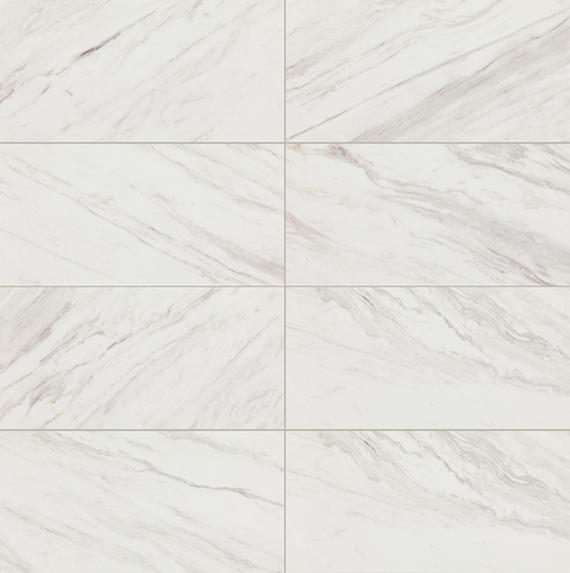 12x24 Artsy Light Veining  Natural Marble-Look Matte Smooth Porcelain Tile Gray White