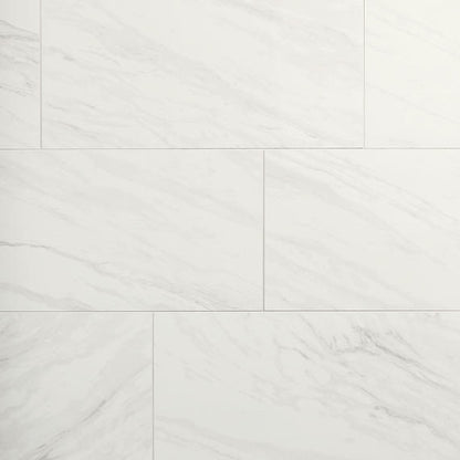 12x24 Artsy Light Veining  Natural Marble-Look Matte Smooth Porcelain Tile Gray White