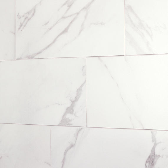 12x24 Artsy Light Veining  Natural Marble-Look Matte Smooth Porcelain Tile White Gray