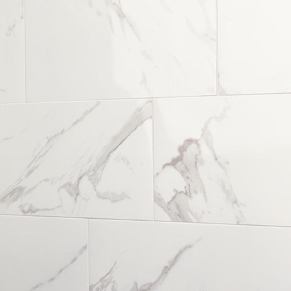 12x24 Artsy Light Veining  Natural Marble-Look Matte Smooth Porcelain Tile White Gray
