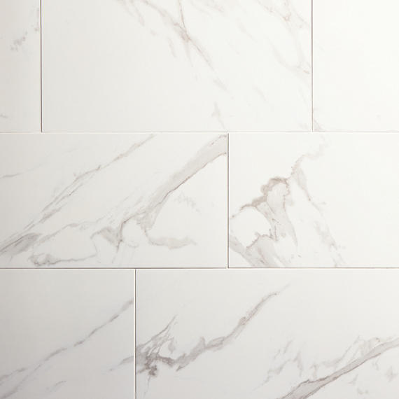 12x24 Artsy Light Veining  Natural Marble-Look Matte Smooth Porcelain Tile White Gray