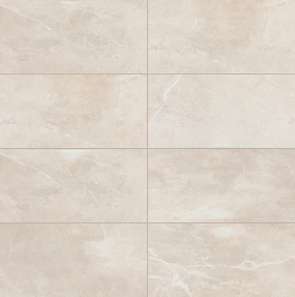 12x24 Artsy Light Veining  Natural Marble-Look Matte Smooth Porcelain Tile Cream Beige