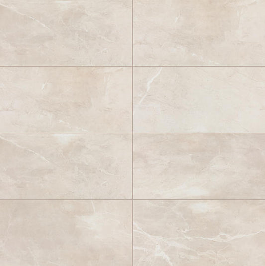 12x24 Artsy Light Veining  Natural Marble-Look Matte Smooth Porcelain Tile Cream Beige