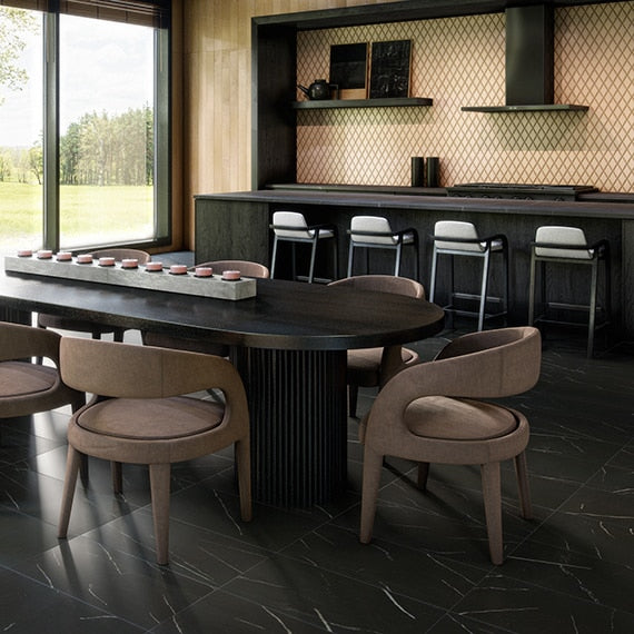 12x24 Classentino Marble  Natural Marble-Look Matte Smooth Porcelain Tile Deep Black